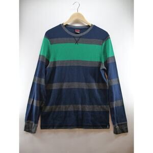 Tony Hawk Shirt Adult XXL Blue Green‎ Striped Long Sleeve Skater Pullover Mens